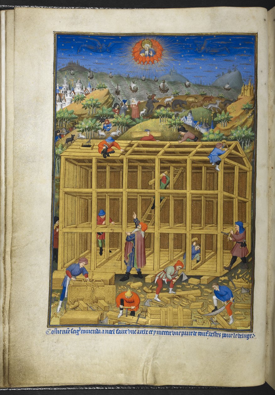 Add hozzá Ms 18850 f.15v, The building of Noah