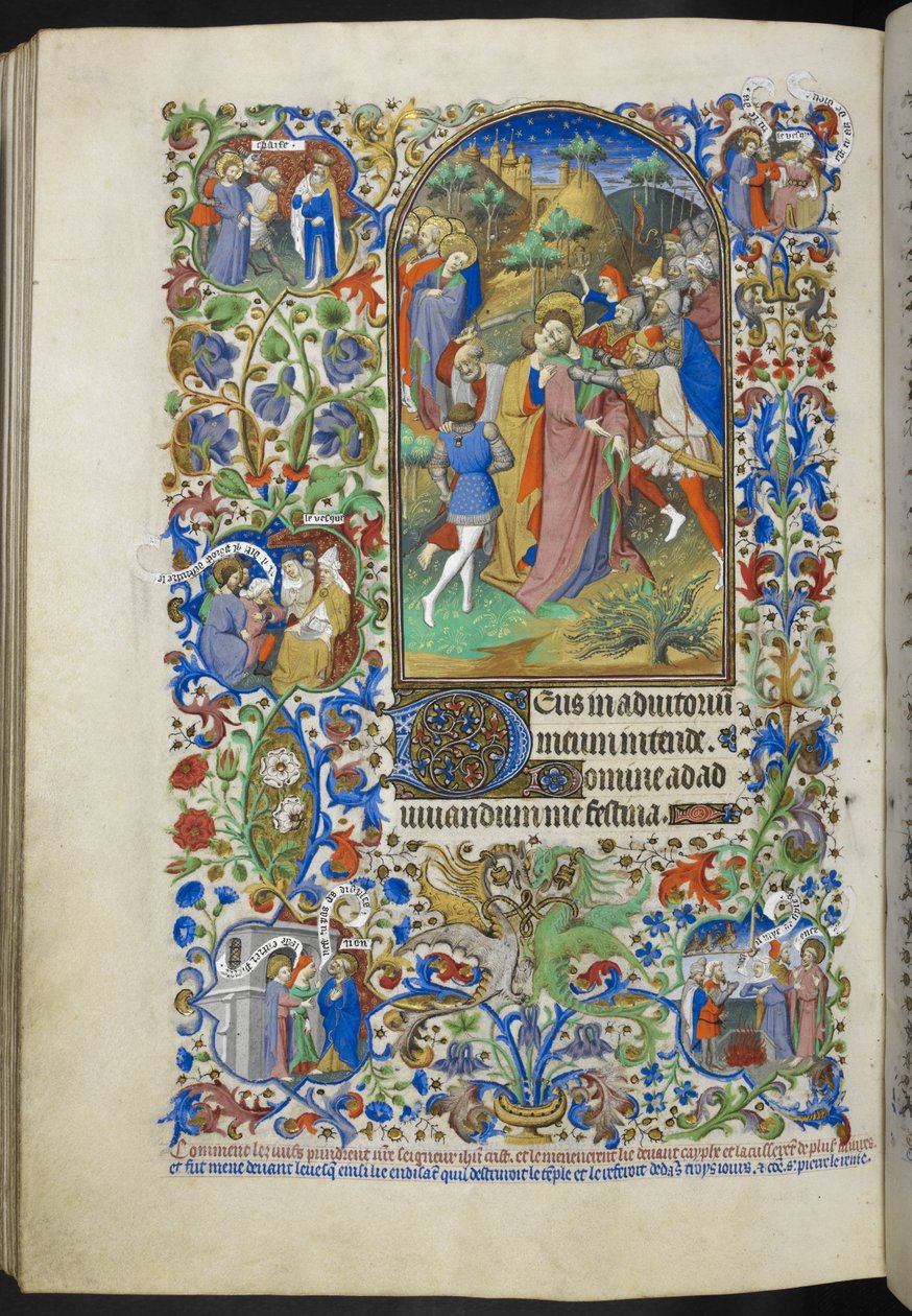 Add hozzá Ms 18850 f.221v, Hours of the Passion [Lauds]. Krisztus árulása, az Órák könyvéből (The Bedford Hours) 1410-30 körül (tinta, szín és arany pergamen) alkotó: French School