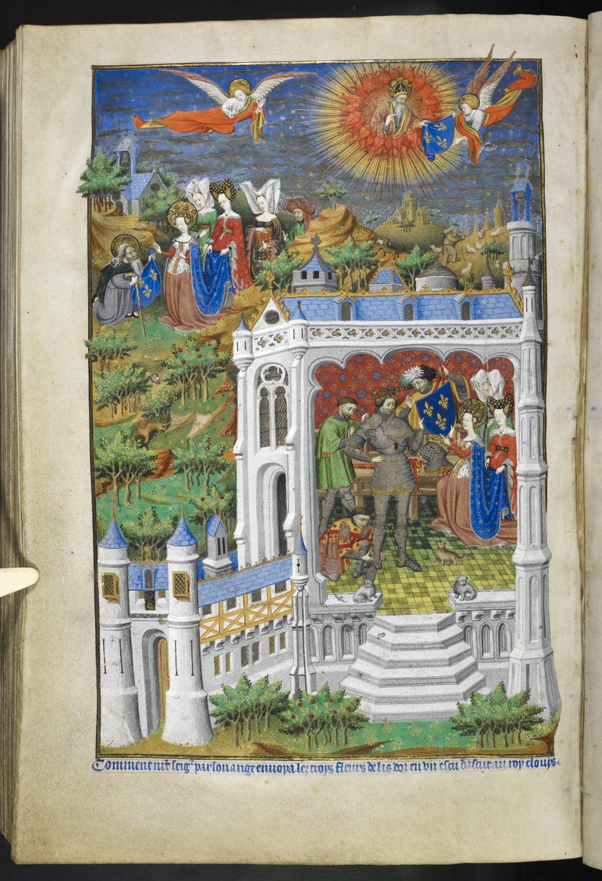 Add hozzá Ms 18850 f.288v, Legend of the Fleurs de Lys, Book of Hours (The Bedford Hours) c.1410-30 (tinta, szín és arany pergamen) alkotó: French School