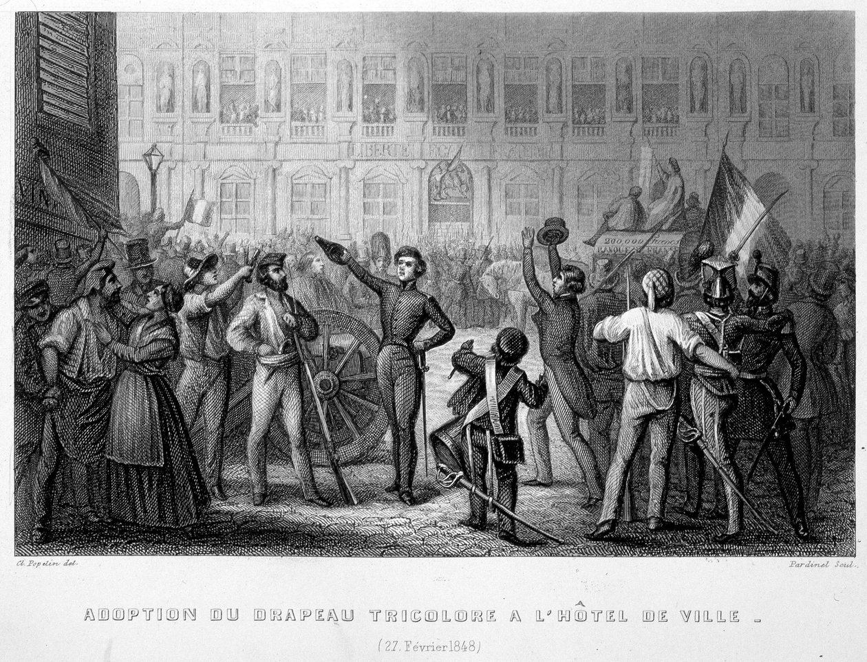 A háromszínű zászló elfogadása a Városházán (február 27 alkotó: French School