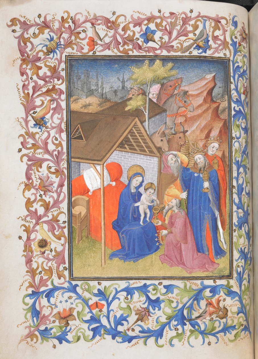 A mágusok imádása, Anjou René óráinak könyvéből (vellum) alkotó: French School