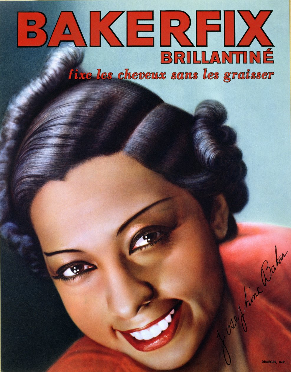 A Bakerfix hajbrilliantin reklámja Josephine Baker (1906-75) közreműködésével alkotó: French School
