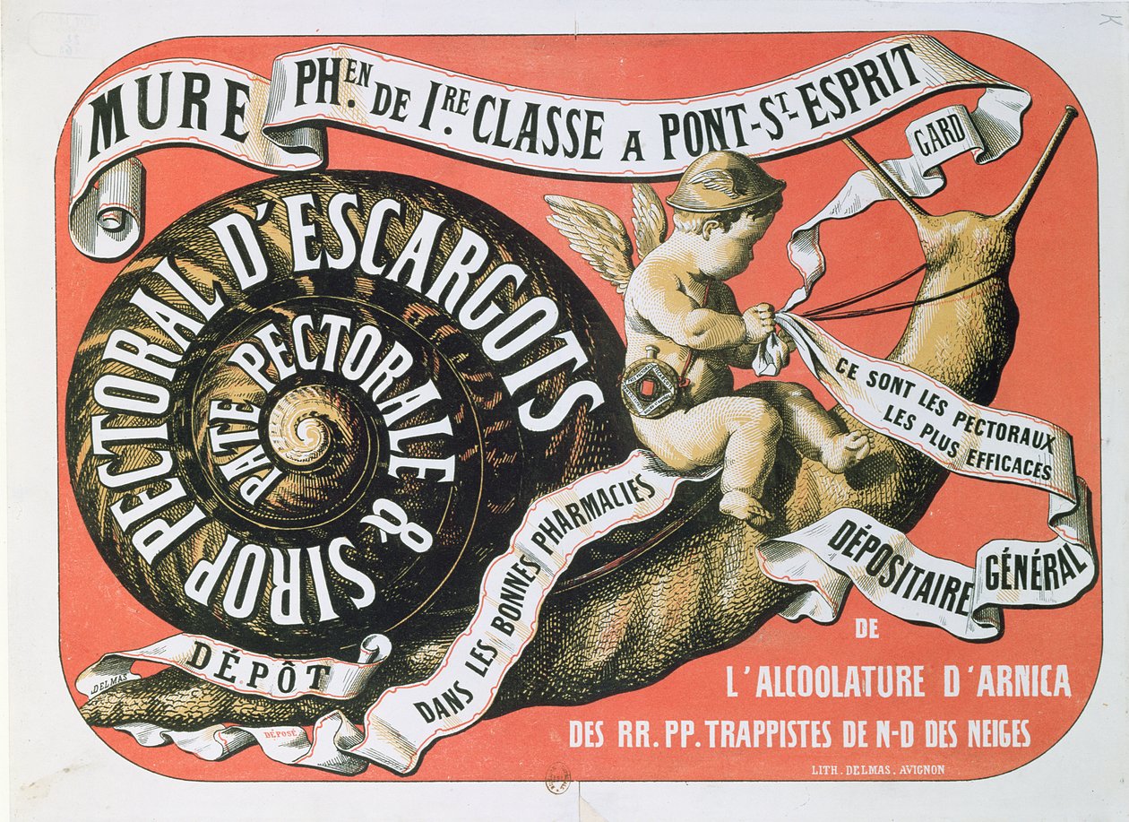 Reklám: Chest Syrup Sirop Pectoral dEscargots, 1860 körül alkotó: French School