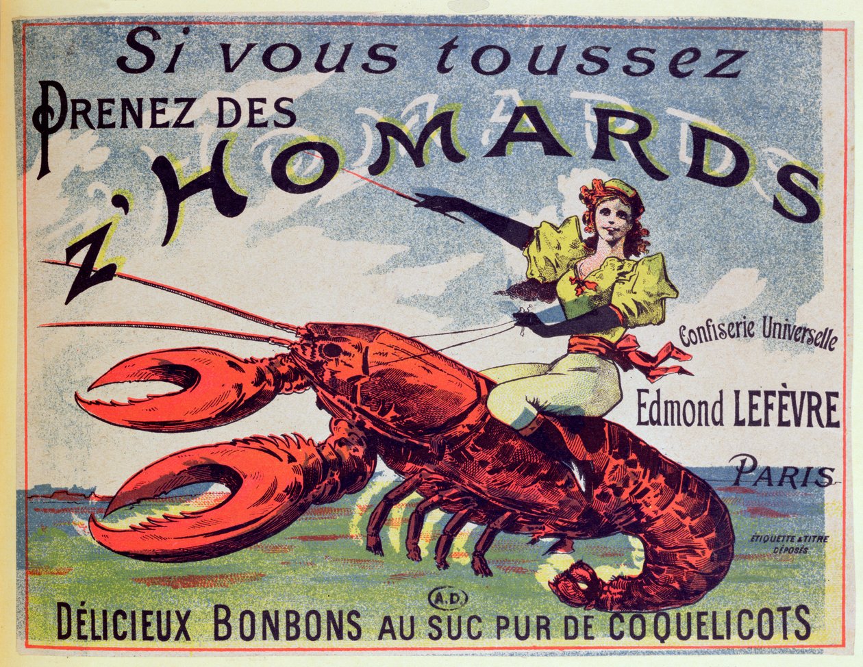 A Cough Sweets ZHomards reklámja, tizenkilencedik század vége alkotó: French School