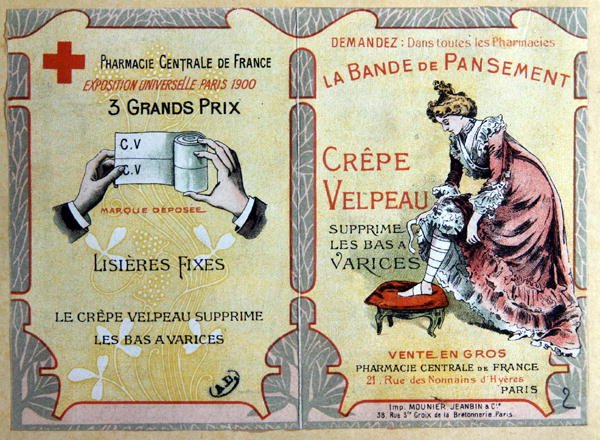 Reklám a "Crepe Velpeau" kötszerekre, 1900 körül (színes litográfia) alkotó: French School