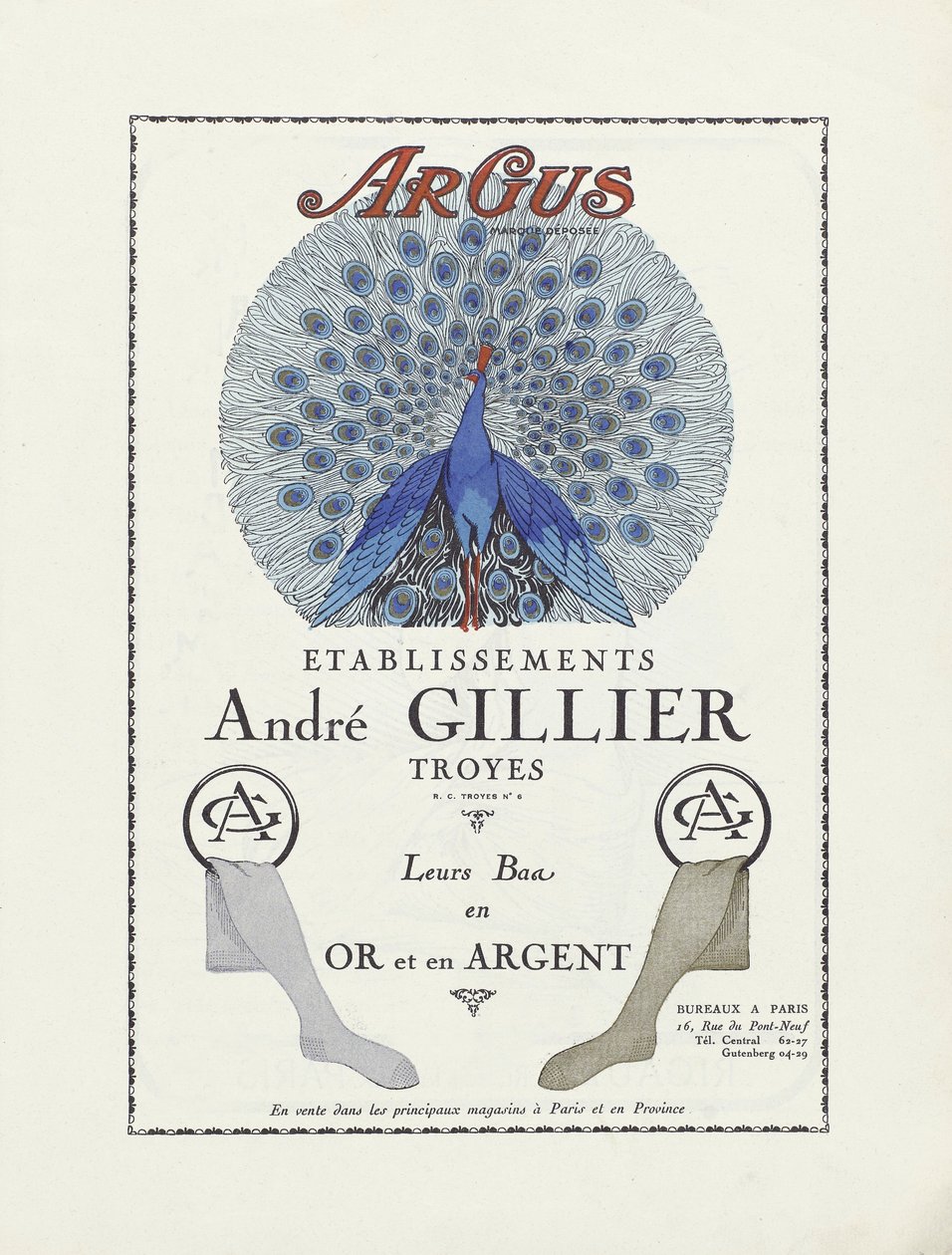 Az Etablissements Andre Gillier hirdetése, 1924-es kiadás (sablonnyomás) alkotó: French School