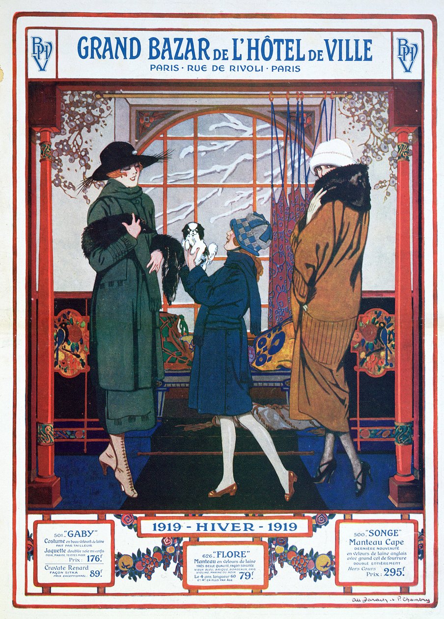 A Városháza Nagy Bazár hirdetése, 1919 tél alkotó: French School