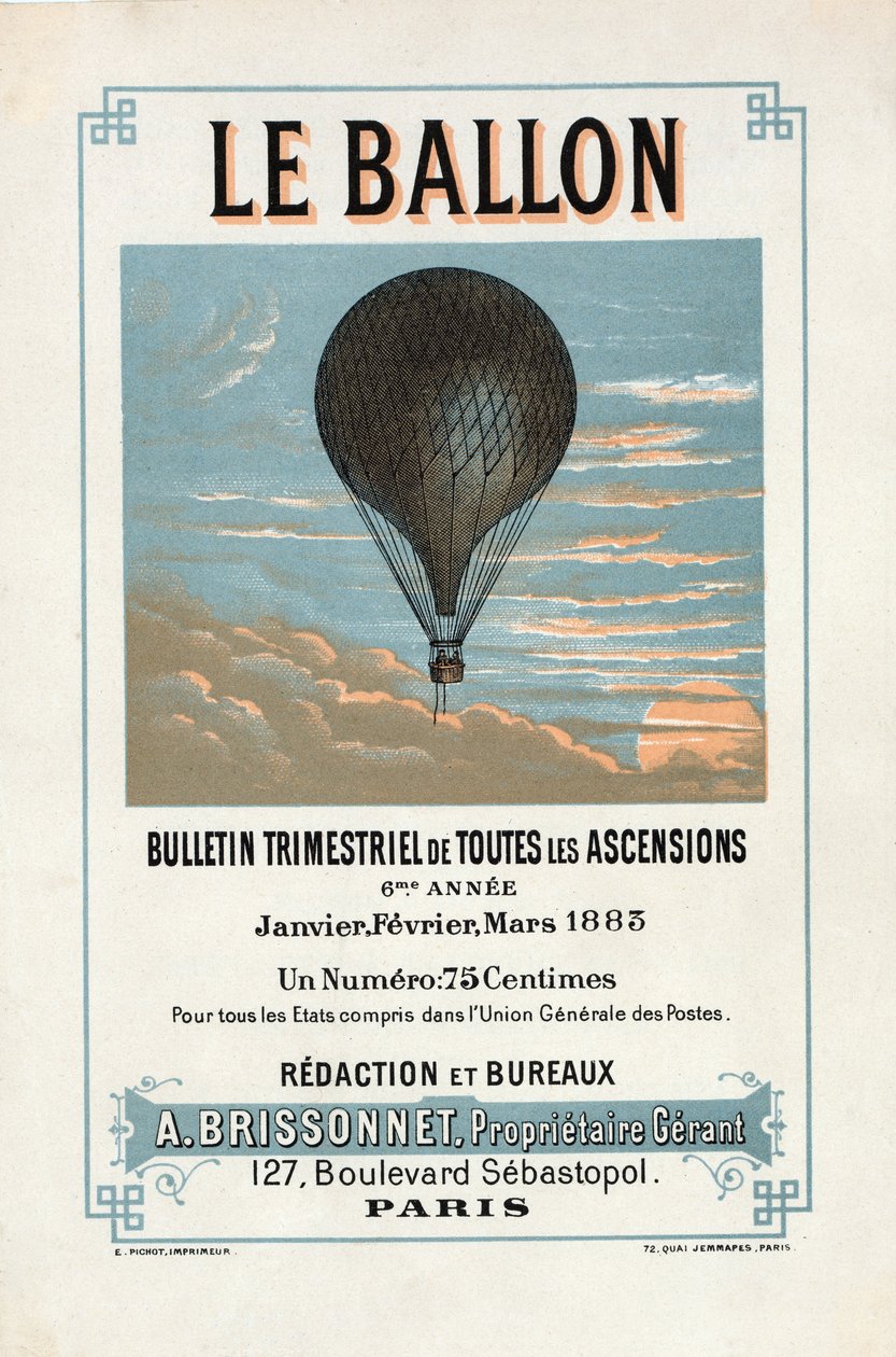 A Le Ballon hirdetése, 1883. január, február, március, pub. 1883. alkotó: French School
