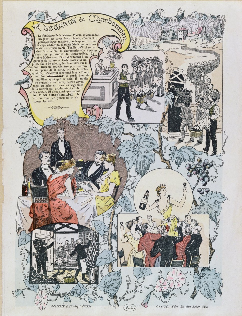 A Le Clos Charbonnier Beaujolais hirdetése, 1880 körül alkotó: French School