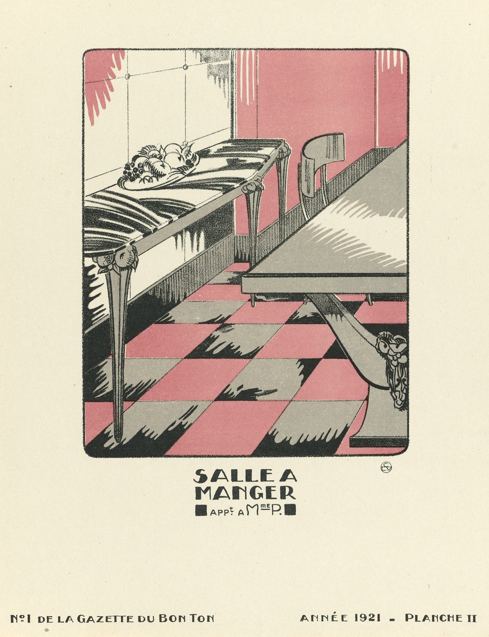 A "Salle a Manger" reklámja, 1921-es kiadás (pochoir nyomtatás) alkotó: French School