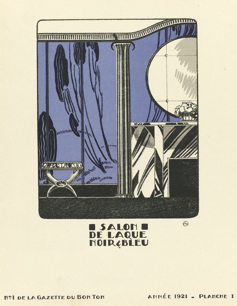 Reklám a "Salon de Laque Noir  Bleue" számára, 1921-es kiadás (stencilnyomat) alkotó: French School