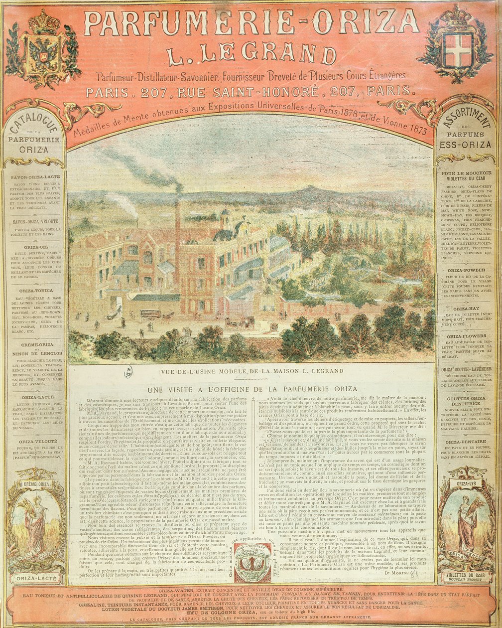 A Parfumerie Oriza L. Legrand reklámja, 1884 körül alkotó: French School