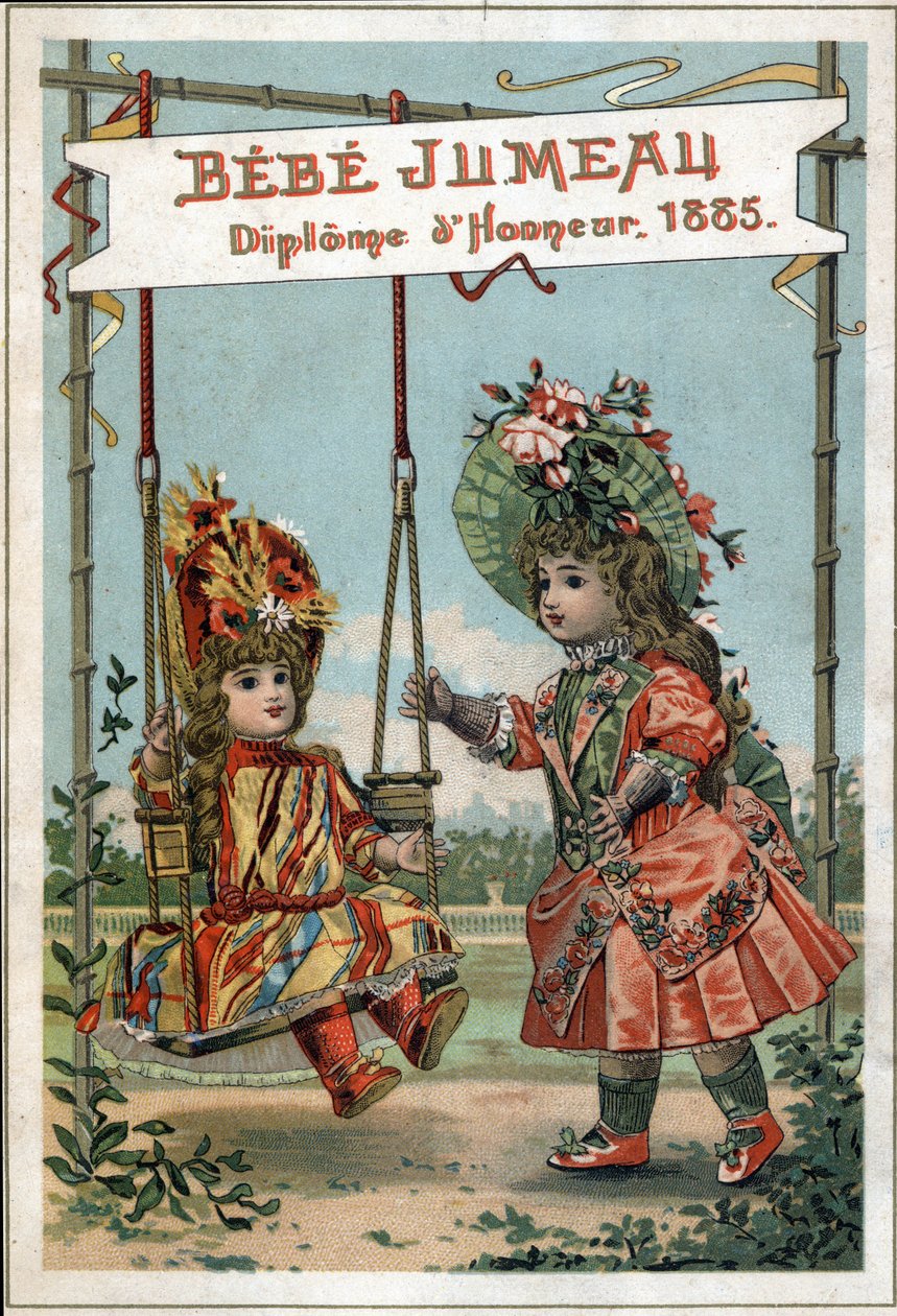 Ikerbabák reklámozása 1885-ben az Ikerházból. (A világ első gyártása a Beaux Bebes gyártására). alkotó: French School