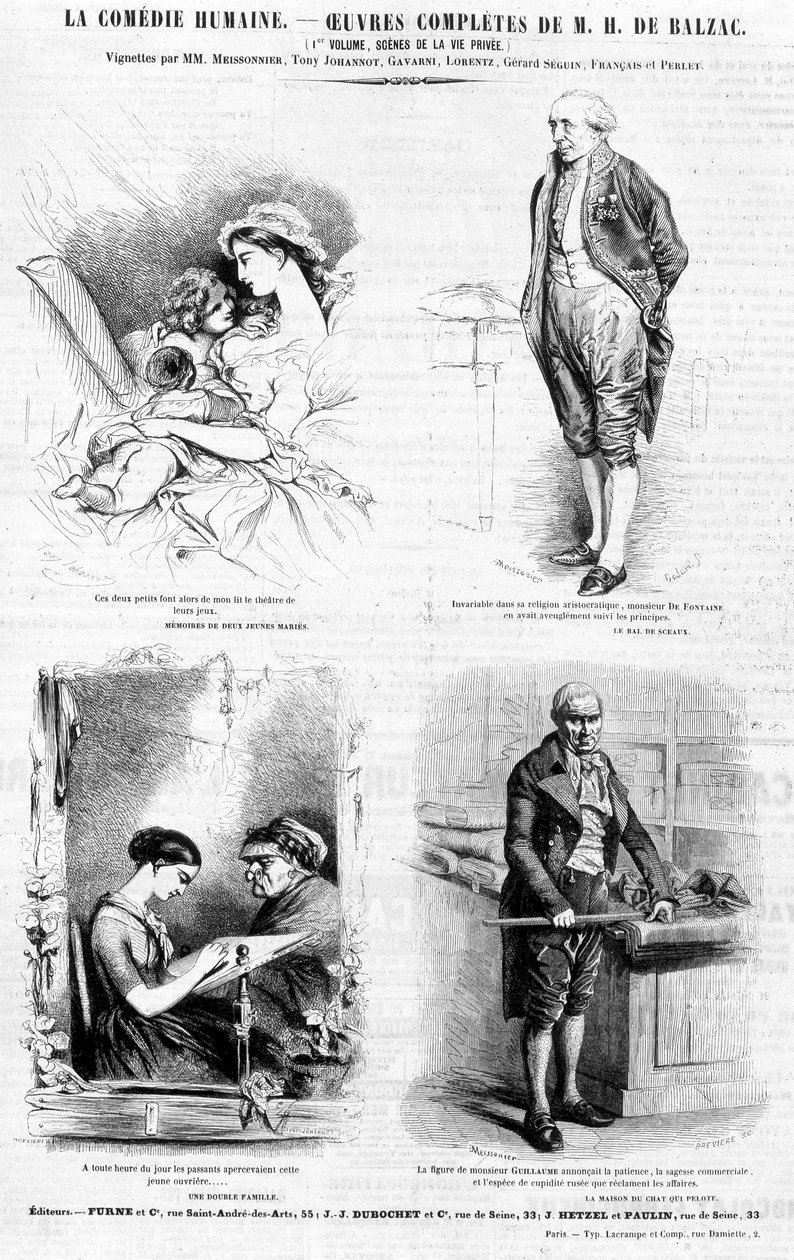 Balzac műveinek reklámoldala - a „Charivari”-ban, 1842. július alkotó: French School