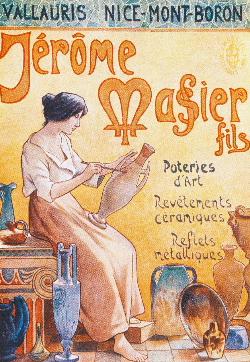 Reklámképeslap a Jmf Jerome Massier Fils üzlet megnyitásához Mont-Baronban, Franciaországban, XX. alkotó: French School
