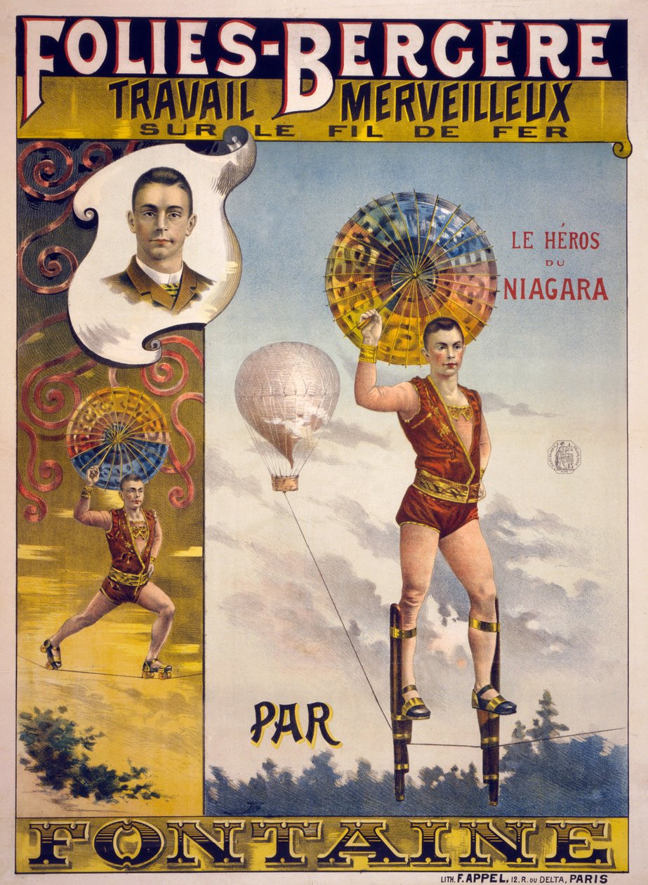 Reklám a Folies-Bergère-hez, Marvelous Work on Wire by Fontaine, pub. Párizsban 1870-1890 alkotó: French School