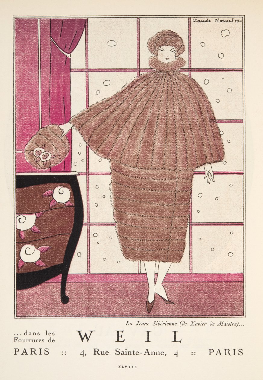 A "Weil" reklámja, a Gazette de Bon Ton, pub. 1920 (sablonnyomat) alkotó: French School