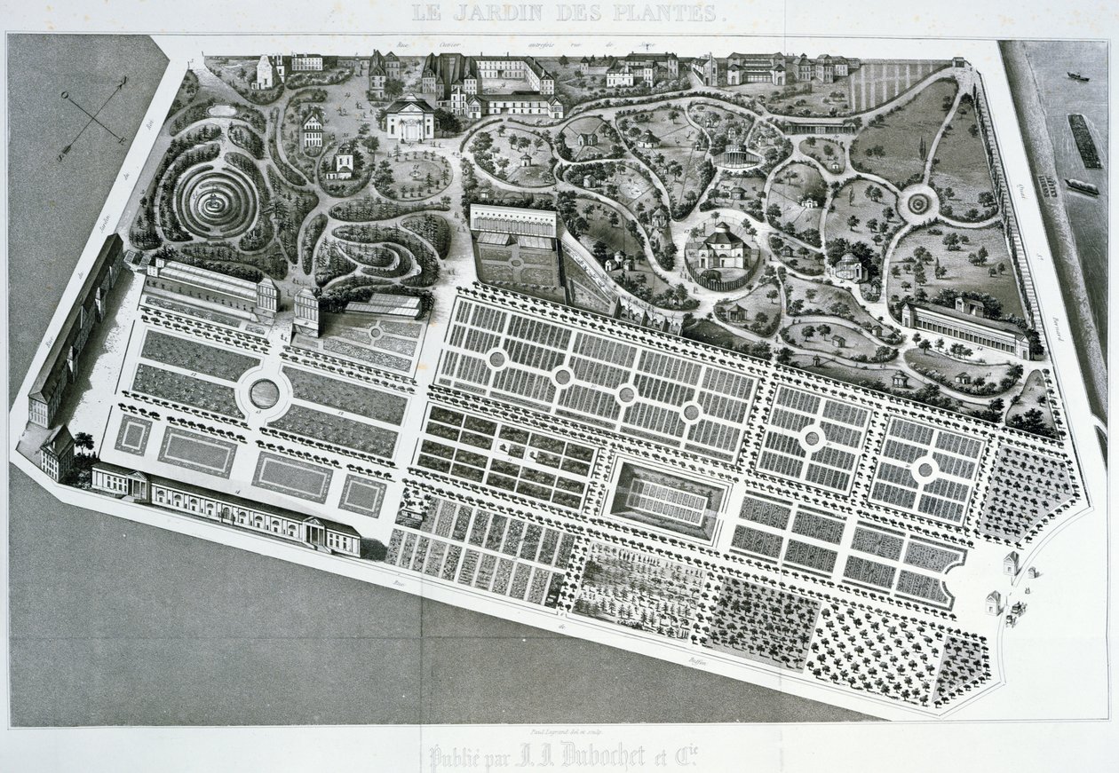 Légifelvétel a párizsi Jardin des Plantes tervéről, 1842 alkotó: French School