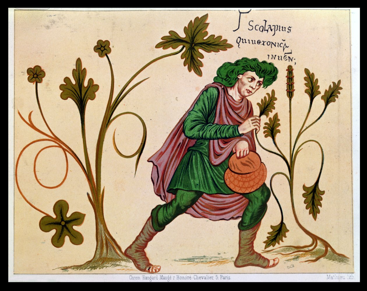 Aesculapius felfedezi a betóniát, Antonius Musa (Kr. e. 63-14) kéziratának fakszimile (az eredetit lásd a 235101-ben) alkotó: French School