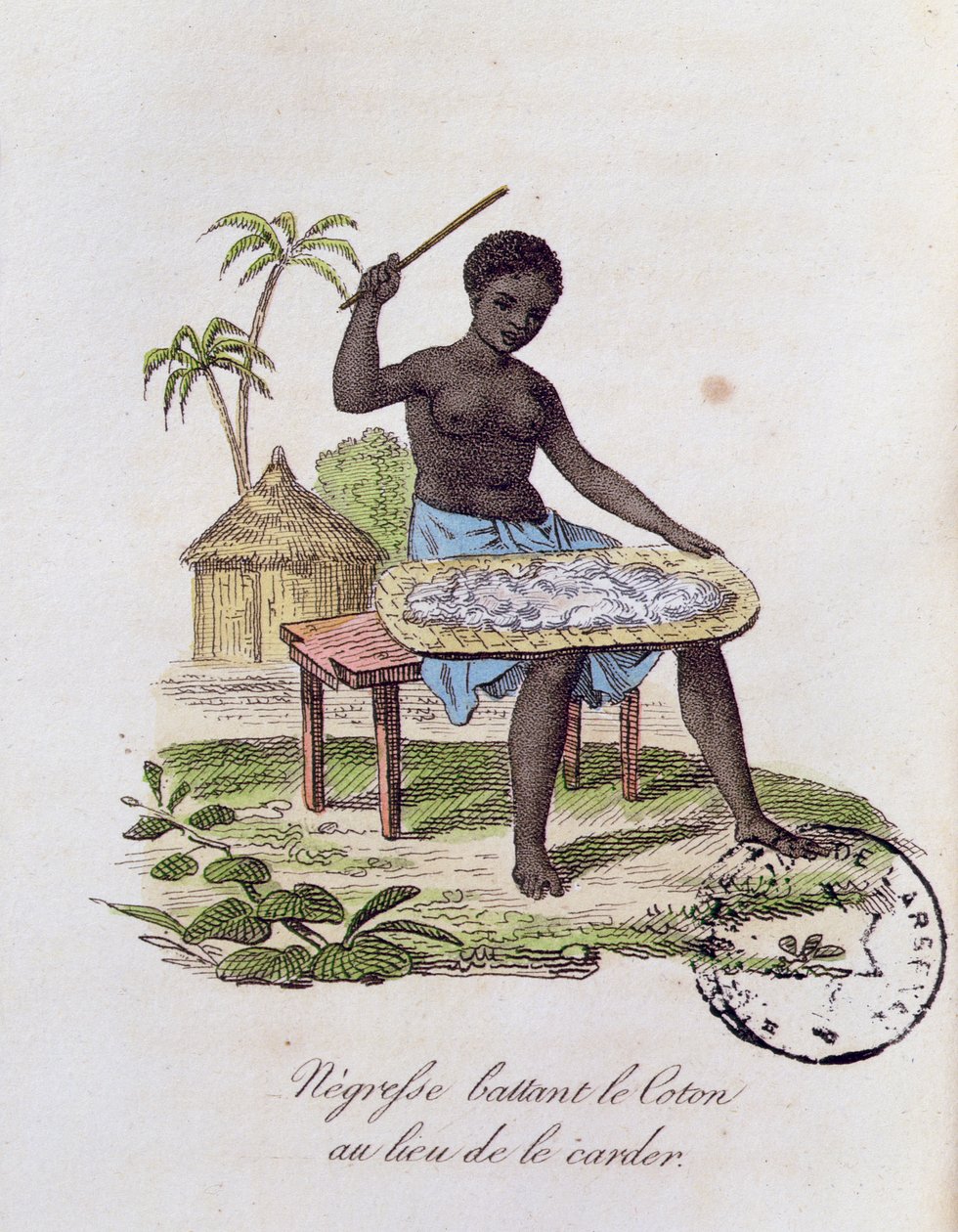 Afrikai nő verte a gyapotot alkotó: French School