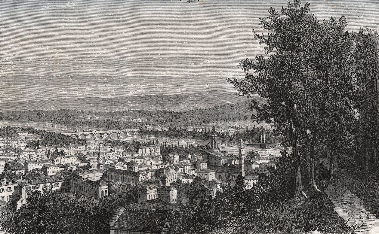 Agen – Lot-et-Garonne – V.A. Malt-Brown „La France illustrée: földrajz, történelem, statisztikai közigazgatás” című metszete. 1884 alkotó: French School