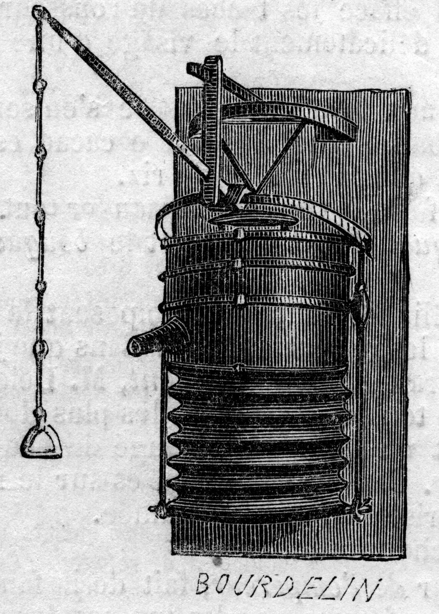 Mezőgazdasági gép: 1860-ban a párizsi mezőgazdasági versenyen bemutatott kovácsolt fújtató. Metszet a „” Le Monde Illustré”” 172. számában, 1860. július 28.. alkotó: French School