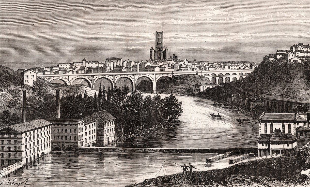 Albi - Languedoc-Roussillon-Midi-Pyrenee - V. A. Malt-Brown „La France illustrée: földrajz, történelem, statisztikai igazgatás” című metszete. 1884 alkotó: French School