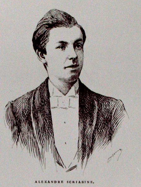 Alekszandr Nyikolajevics Skriabine (1872-1915), illusztráció Albert Soubies „A zene története Oroszországban” című művéből, Párizsban megjelent alkotó: French School