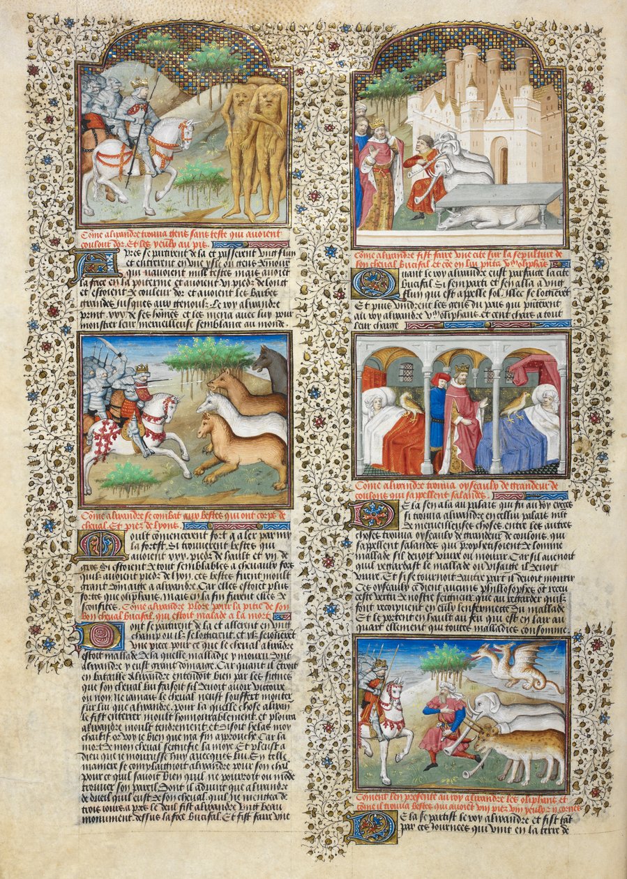 „Alexander blemmyae...”, illusztráció a „Shrewsbury Talbot Book of Romances”-ből, 1445 körül (tinta és színes pergamen) alkotó: French School