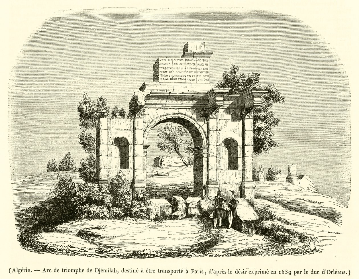Algéria, Djemilah diadalíve, Párizsba szállítják (metszet) alkotó: French School