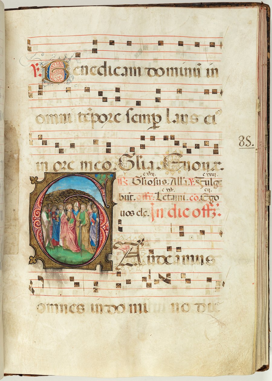 Mindenszentek, fokozatos f.85 (tinta, tempera és aranylevél pergamenen) alkotó: French School