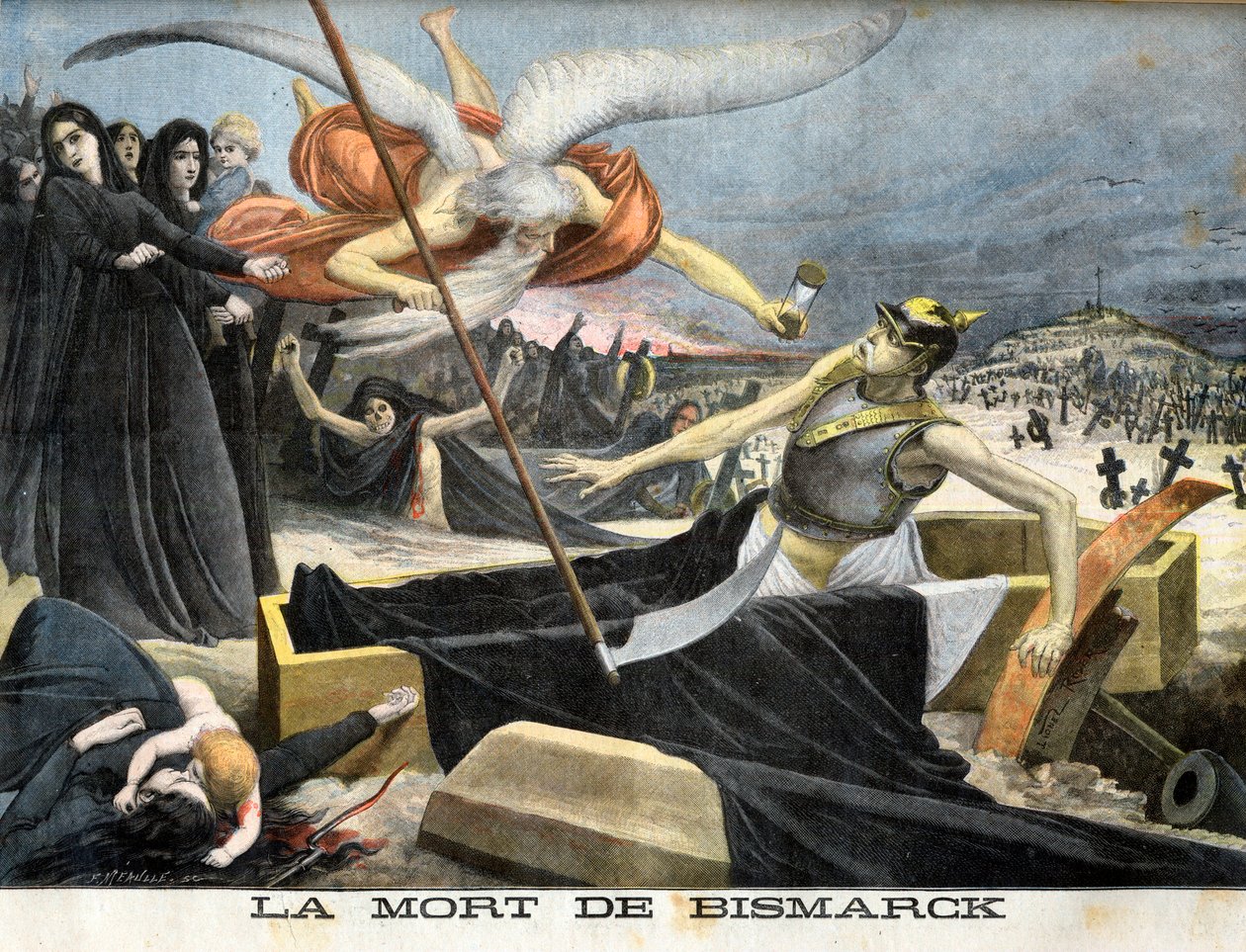 Allegória Bismarck haláláról, illusztráció a Le petit Journal illusztrált mellékletéből alkotó: French School