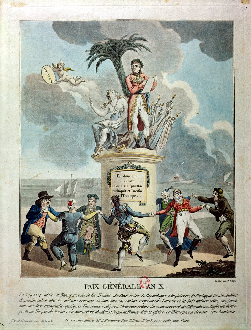 Az amiens-i béke allegóriája, 1802 (színes metszet) alkotó: French School