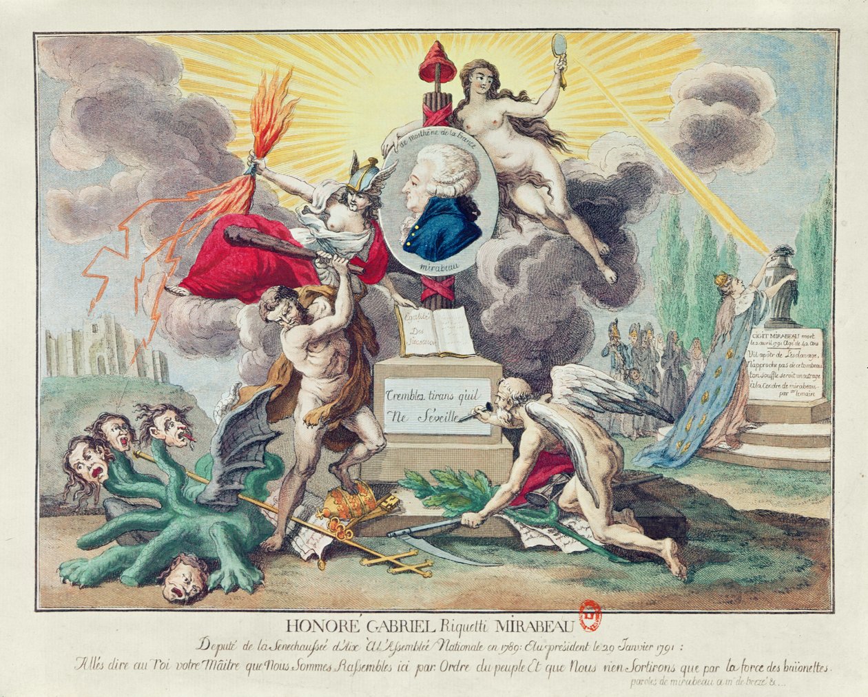 Mirabeau halálának allegóriája. 1791 (színes metszet) alkotó: French School