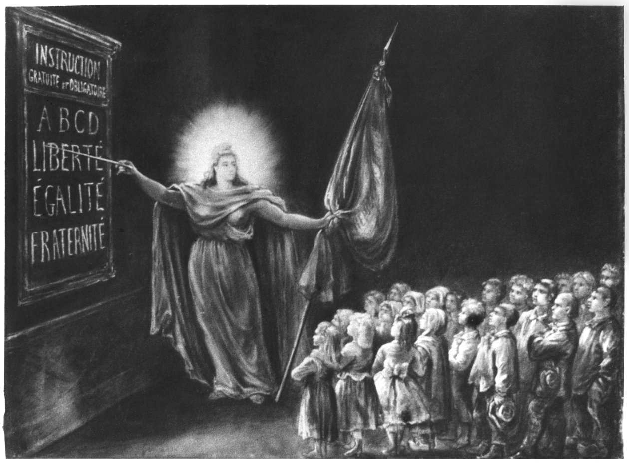 Jules Ferry (1832-93) által 1881-ben elfogadott oktatási törvény allegóriája alkotó: French School