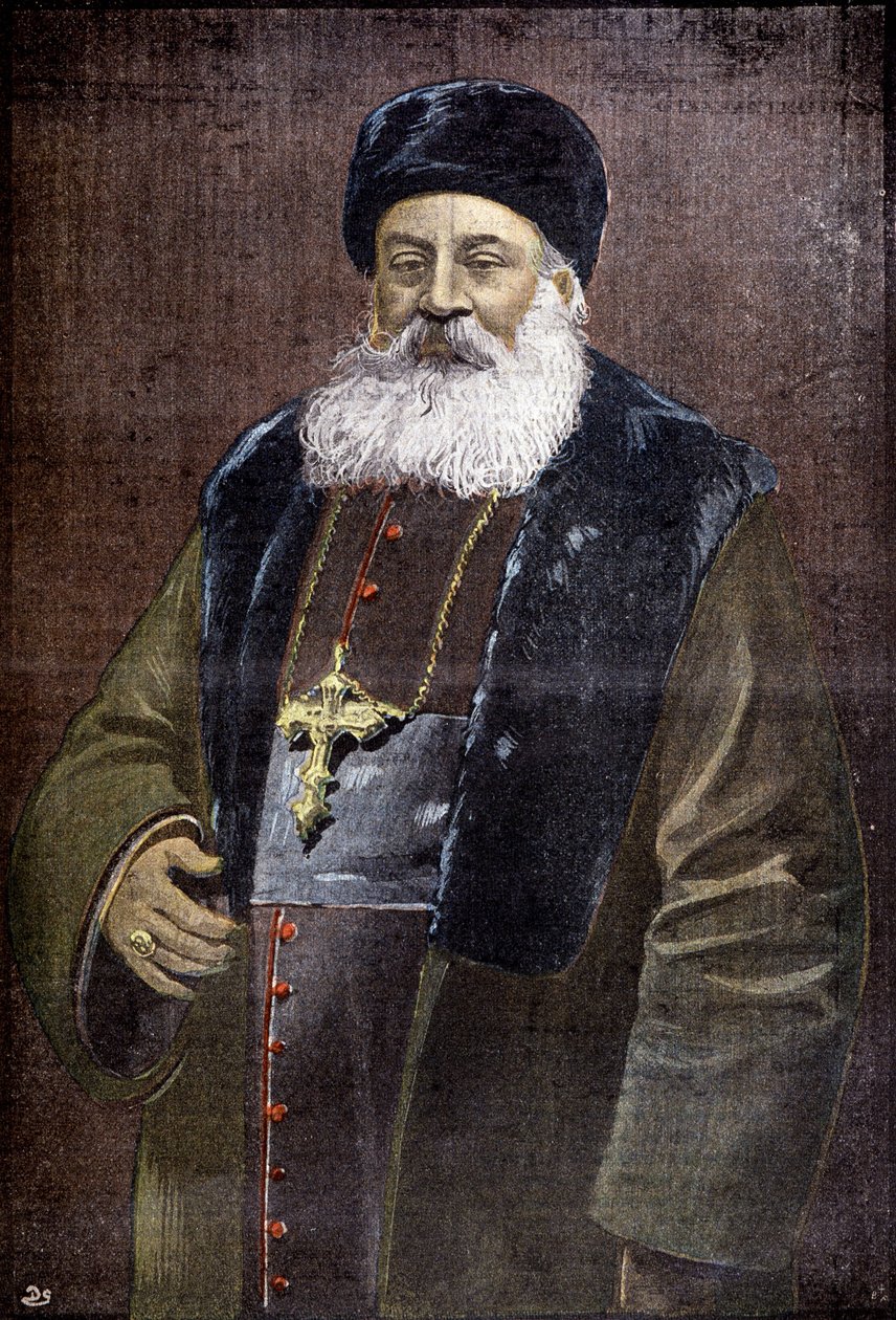 Alphonse Favier (1837-1905), francia lazarista, Pekin eveque de Pekin, a bokszolók által a követségek székhelyének hőse, 1900-ban (metszet). alkotó: French School