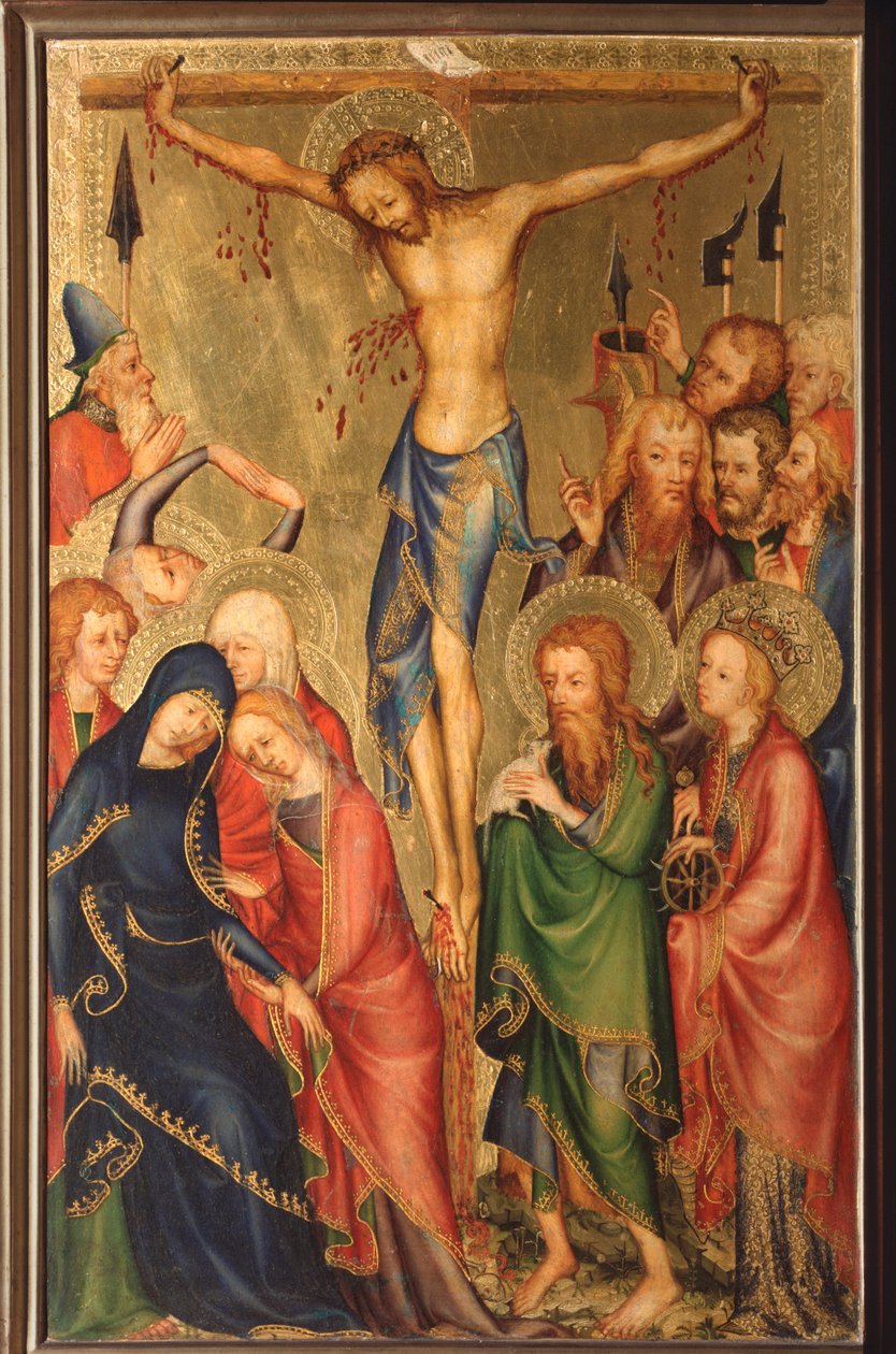 Altarolo del Bargello: keresztre feszítés - (Bargello diptichonja, keresztre feszítés) A 14. századi francia iskola névtelen festménye (francia iskola, XIV. század) Firenze, Museo Nazionale del Bargello alkotó: French School