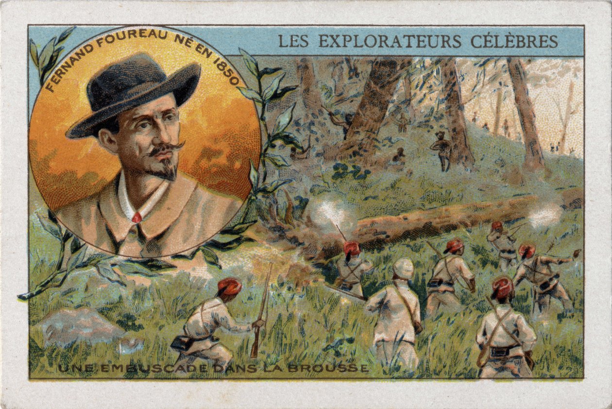 Les az afrikai bozótban Frenand Fourreau (1850-1914) francia felfedező expedíciója során. századi kromolitográfiája. alkotó: French School