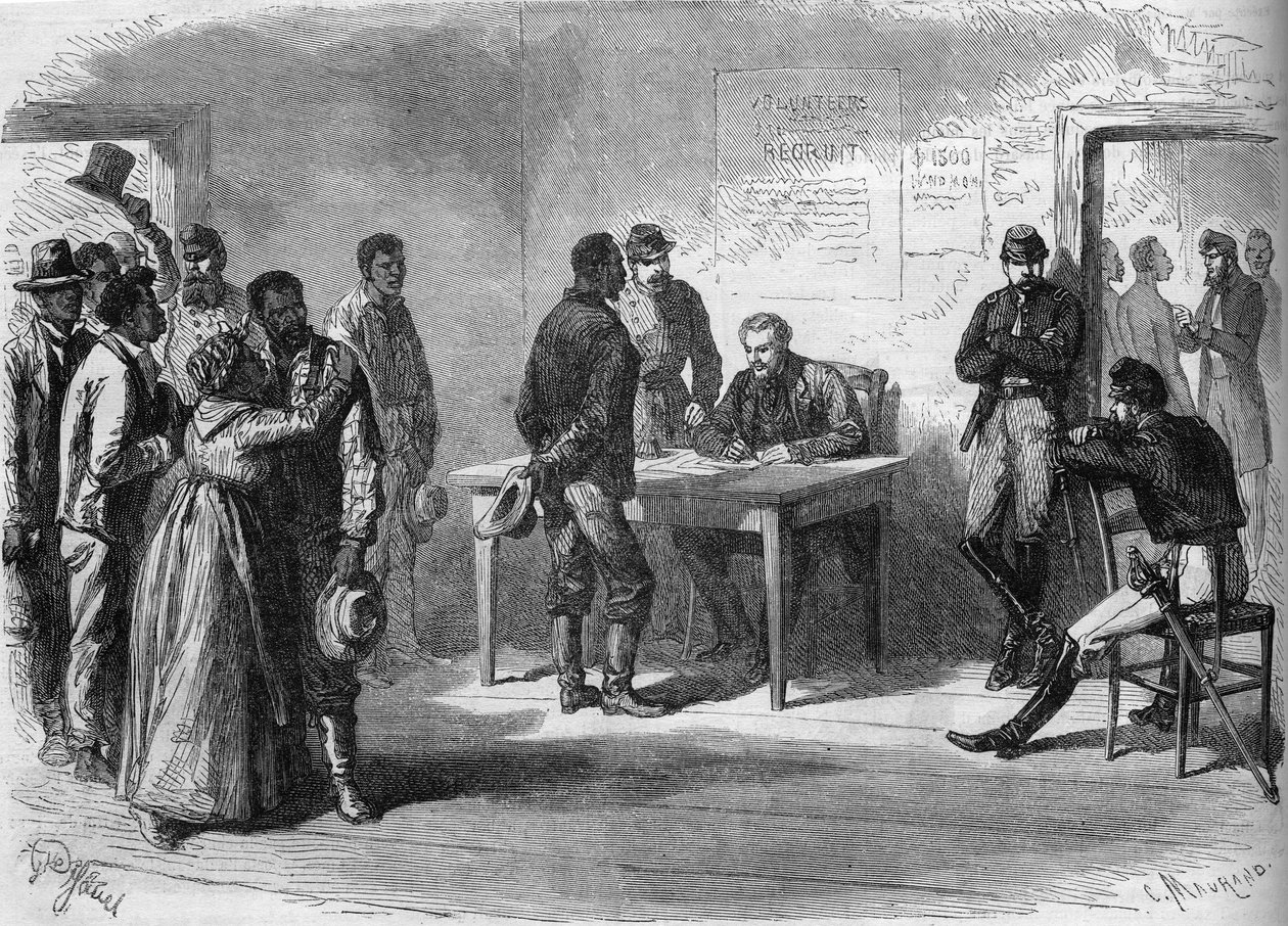 Amerikai polgárháború (1861-1865): Fekete önkéntesek érkeznek Grant tábornok (északi) hadseregébe alkotó: French School