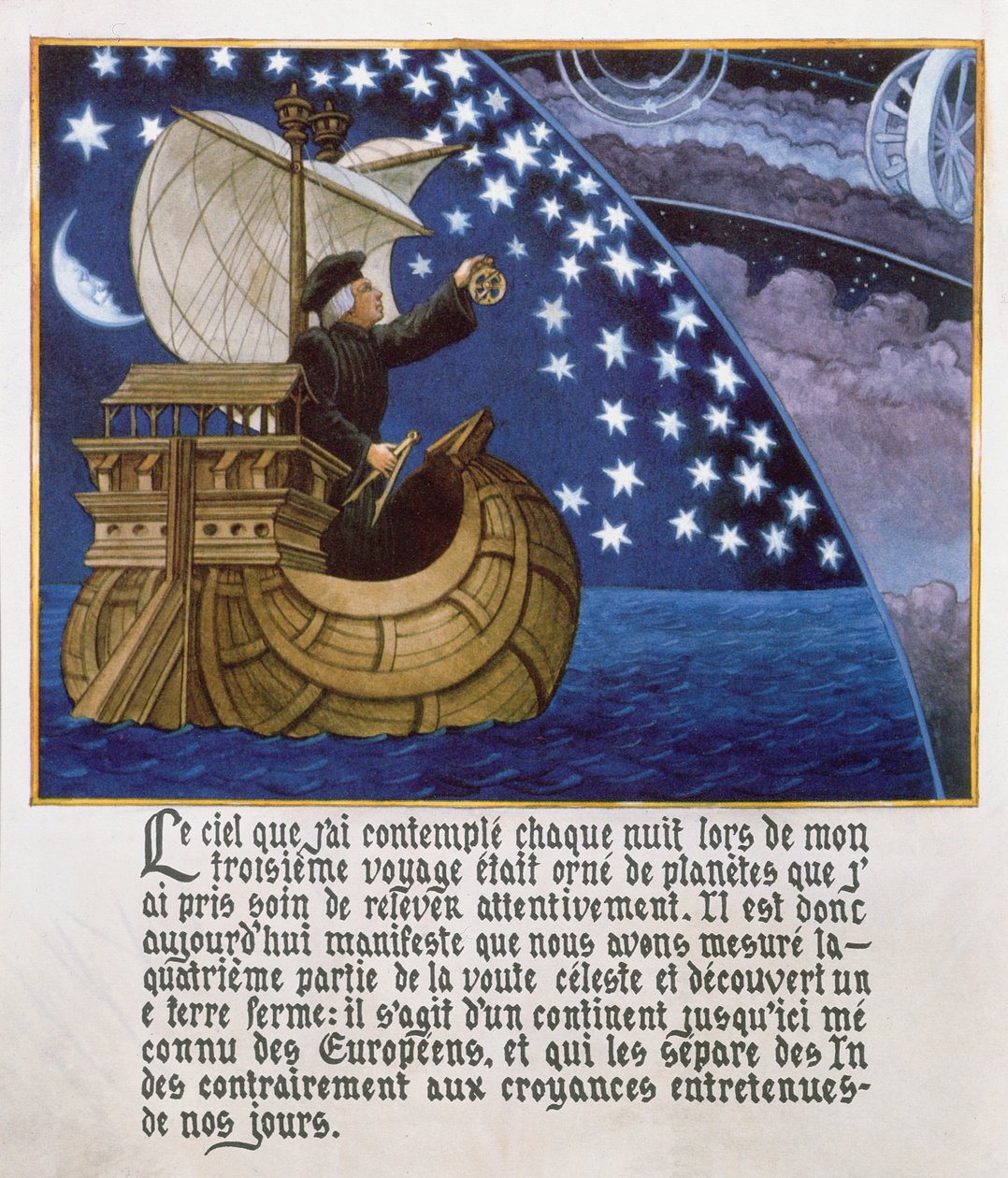 Amerigo Vespucci a csillagok között navigál 3. útján alkotó: French School