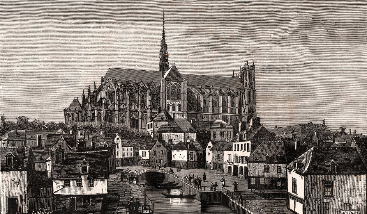 Amiens – Nord-Pas-de-Calais-Picardie – V.A. Malt-Brown „La France illustrée: földrajz, történelem, statisztikai igazgatás” című metszete. 1884 alkotó: French School