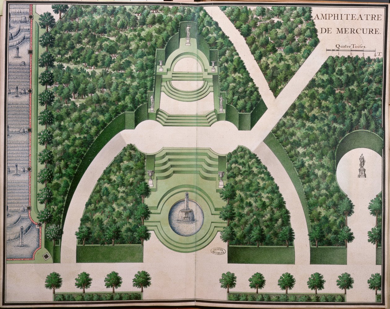Mercury amfiteátruma, Gardens of Marly, 18. század eleje (wc papíron) alkotó: French School