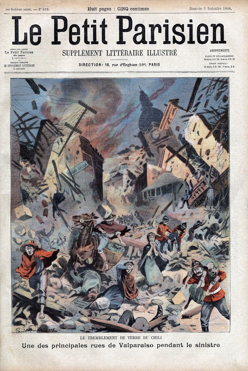 A Richter-skála szerinti 8,2-es földrengésben 3000 ember meghalt és 20 ezren megsérültek a chilei Valparaisóban augusztus 16-án alkotó: French School