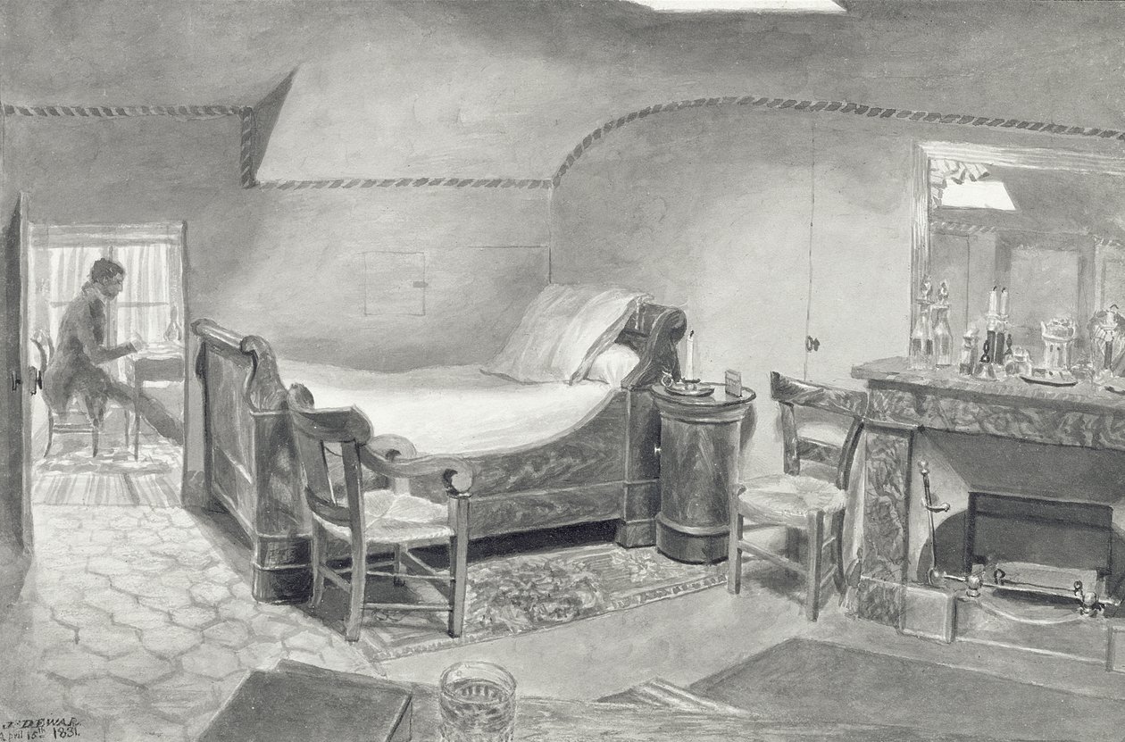 Egy párizsi művész tetőtéri belső tere, 1830 körül (toll és szépia tinta és szépia wc papíron) alkotó: French School