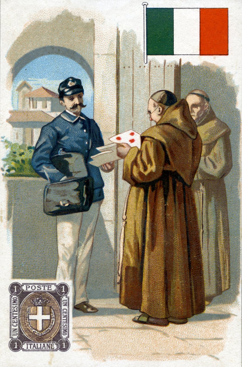 Egy olasz postás, aki postát kézbesített, 19. század vége alkotó: French School