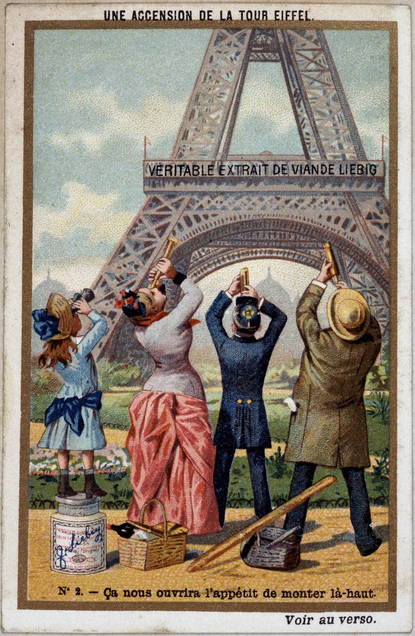 Az Eiffel-torony felmenete: a torony magasságát hosszú nézetben láthatja - chromo. Liebig, deb. 20. század alkotó: French School