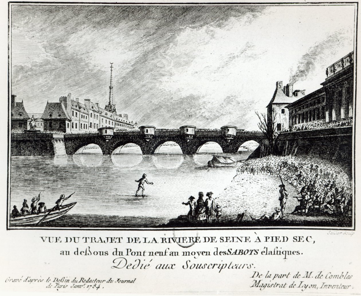 Kísérlet átsétálni a Szajnán, 1784 alkotó: French School