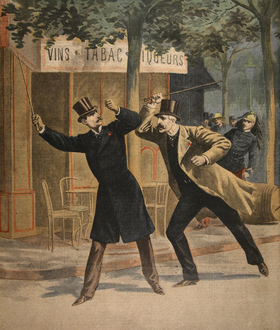 Esterhazy és Picquart közötti incidens, illusztráció a Le Petit Journal: Supplement illustre, 1898. július 17. alkotó: French School