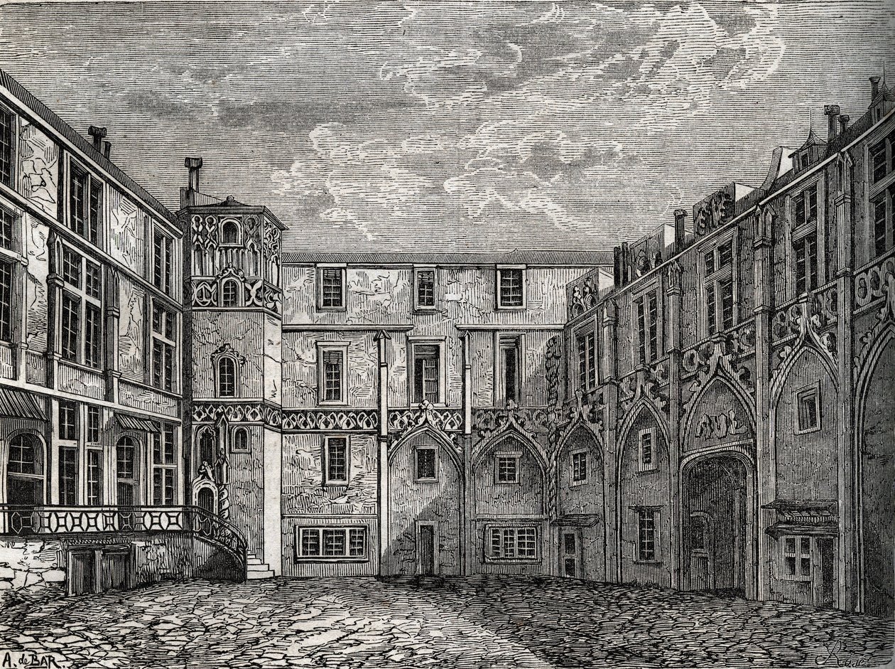Ancien hotel de la Tromoille, rue des Bourdonnais, Párizs (1. arr) Metszet: "" Párizs fizikai, polgári és erkölcsi történelme: az első történelmi időktől napjainkig" Jacques Antoine Dulaure alkotó: French School