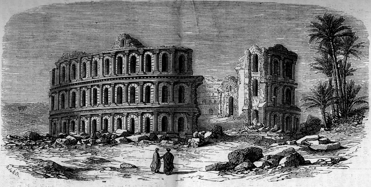 Ókori építészet: római amfiteátrum (3. század) El Djemben (El Jem), Tunézia alkotó: French School